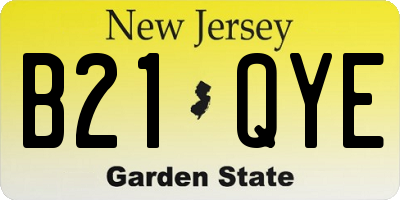 NJ license plate B21QYE