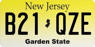 NJ license plate B21QZE