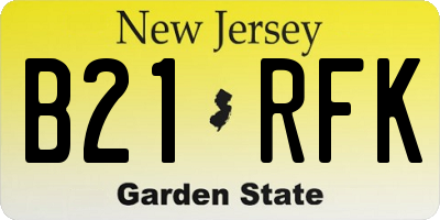 NJ license plate B21RFK