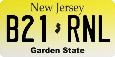 NJ license plate B21RNL