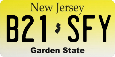 NJ license plate B21SFY
