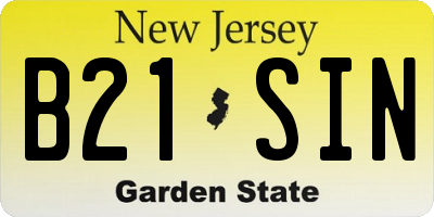 NJ license plate B21SIN
