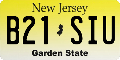 NJ license plate B21SIU