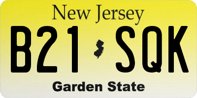 NJ license plate B21SQK