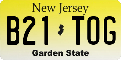 NJ license plate B21TOG