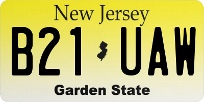 NJ license plate B21UAW