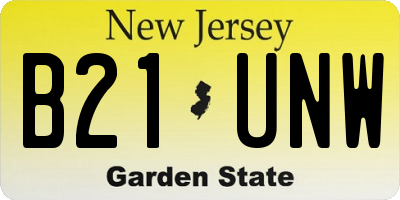 NJ license plate B21UNW