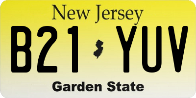 NJ license plate B21YUV