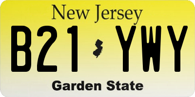 NJ license plate B21YWY
