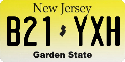 NJ license plate B21YXH