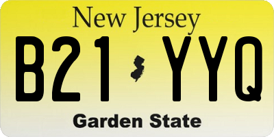 NJ license plate B21YYQ