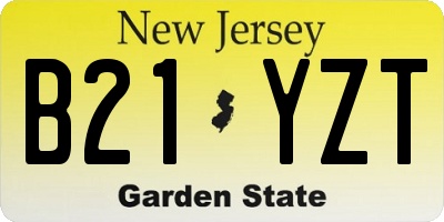 NJ license plate B21YZT