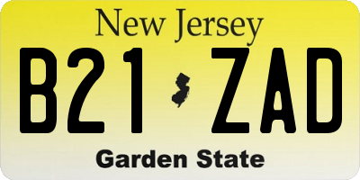 NJ license plate B21ZAD