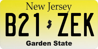NJ license plate B21ZEK