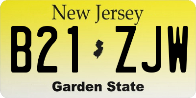 NJ license plate B21ZJW