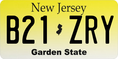 NJ license plate B21ZRY