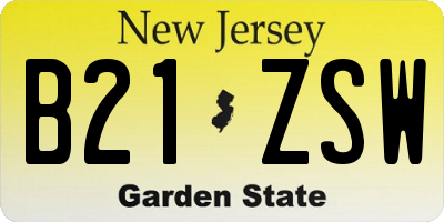 NJ license plate B21ZSW
