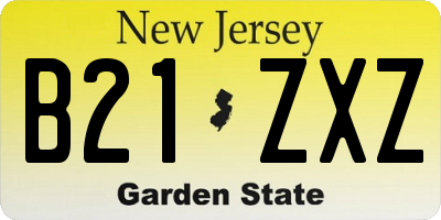 NJ license plate B21ZXZ