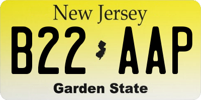 NJ license plate B22AAP
