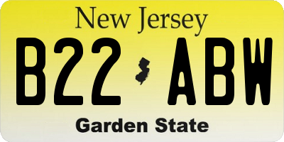 NJ license plate B22ABW