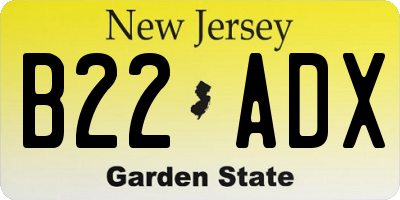 NJ license plate B22ADX