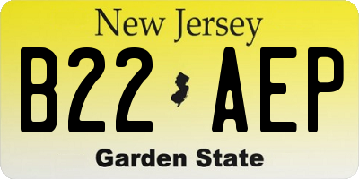 NJ license plate B22AEP