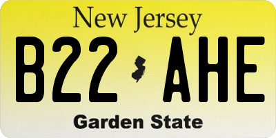 NJ license plate B22AHE