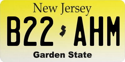 NJ license plate B22AHM