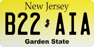 NJ license plate B22AIA
