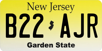 NJ license plate B22AJR