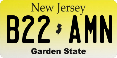NJ license plate B22AMN