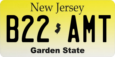 NJ license plate B22AMT