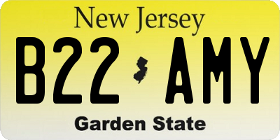 NJ license plate B22AMY