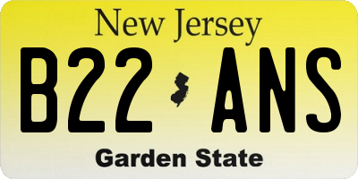 NJ license plate B22ANS