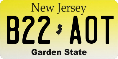 NJ license plate B22AOT