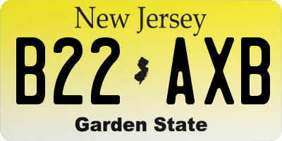 NJ license plate B22AXB