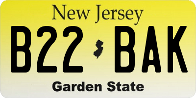 NJ license plate B22BAK