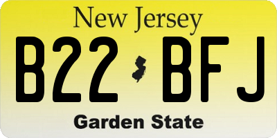 NJ license plate B22BFJ