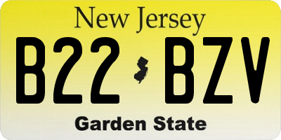 NJ license plate B22BZV