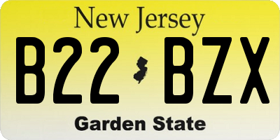 NJ license plate B22BZX