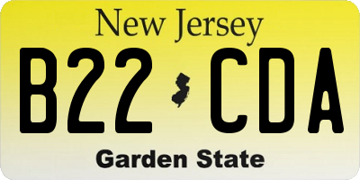 NJ license plate B22CDA