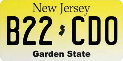 NJ license plate B22CDO