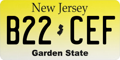 NJ license plate B22CEF