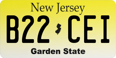 NJ license plate B22CEI