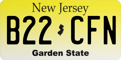 NJ license plate B22CFN