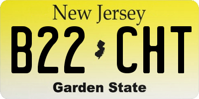 NJ license plate B22CHT