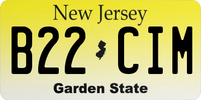 NJ license plate B22CIM