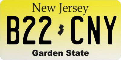 NJ license plate B22CNY