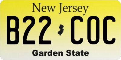 NJ license plate B22COC