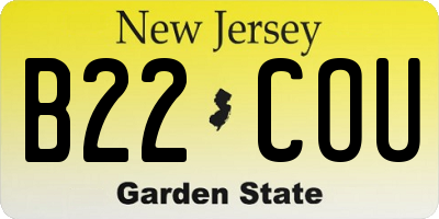 NJ license plate B22COU